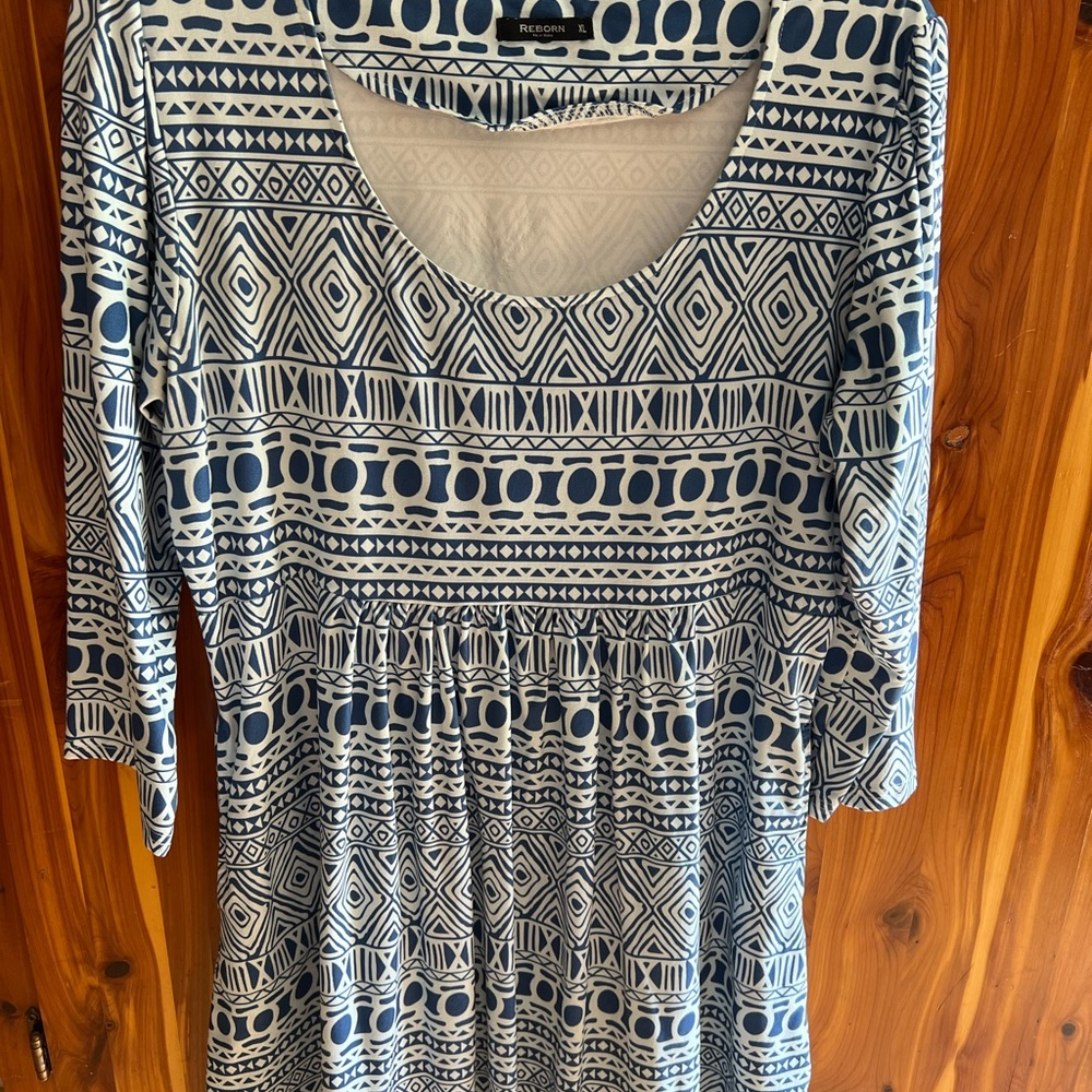 Reborn dress Size extra large spandex and polyester Colors blue and white
